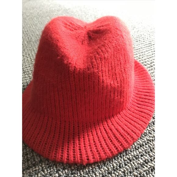 Vtg Bucket Hat Arlin Fashion Hats by Arlington Red Knit Wool Blend One Size - Picture 1 of 7